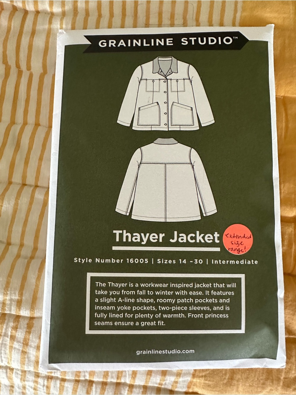 Grainline Studio Thayer Jacket Plus Size Sewing Pattern